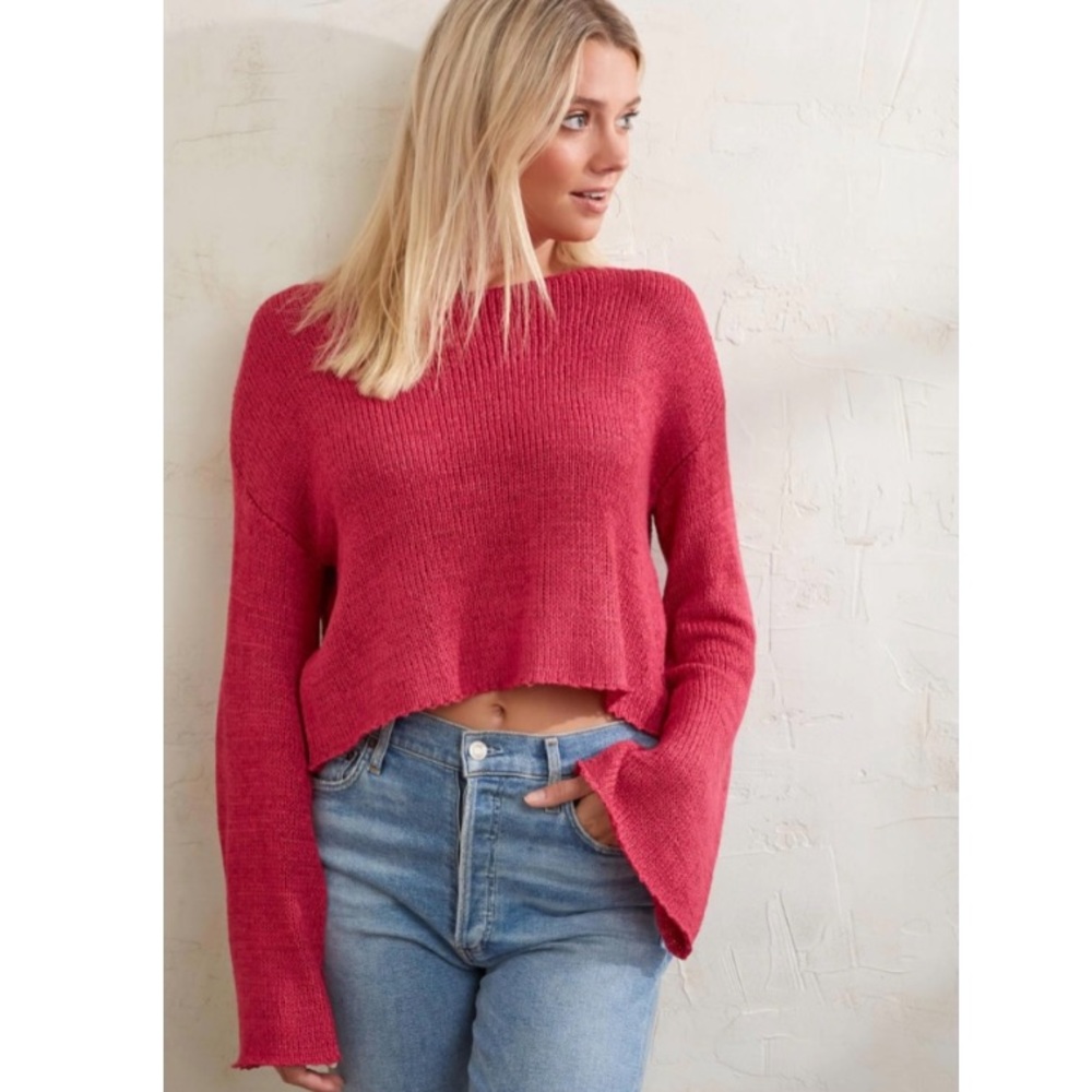 NWT MINKPINK New City Crop Sweater Berry Size M